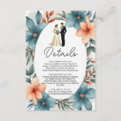 ロマンチックな水彩フローラ新郎新婦結婚ズ エンクロージャーカード (正面)