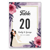 ロマンチックな水彩フローラ新郎新婦結婚ズ テーブルナンバー (正面)