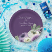 ロマンチックな水彩ラナンキュラス（紫色の背景） ペーパープレート (パーティー)