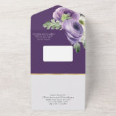 ロマンチックな水彩ラナンキュラス(紫) ダークパープル オールインワン招待状 (外側)