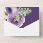 ロマンチックな水彩ラナンキュラス(紫) ダークパープル オールインワン招待状 (裏面)