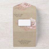 ロマンチックな水彩ローズのラスティックグリッターウェディング オールインワン招待状 (外側)