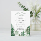 ロマンチックな水彩木地QRコード結婚ズ インビテーションポストカード (スタンド正面)