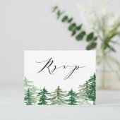ロマンチックな水彩木版結婚式RSVPポストカード インビテーションポストカード (スタンド正面)