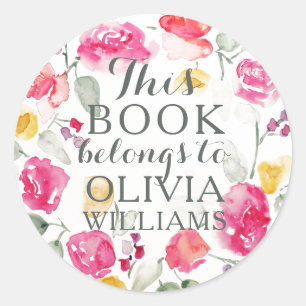 ロマンチックな水彩本はステッカーに属している ラウンドシール