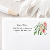 ロマンチックな水彩桃色ローズブーケエレガント ラベル (インサイチュ)