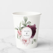ロマンチックな水彩植物花嫁と花婿 紙コップ (裏面)