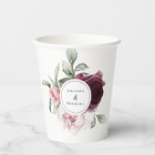 ロマンチックな水彩植物花嫁と花婿 紙コップ (正面)