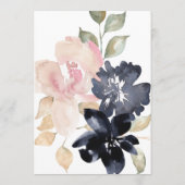 ロマンチックな水彩海軍花模様結婚ズ メニュー (裏面)