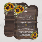 ロマンチックな水彩画のひまわり ウェディング ウッド 招待状 (正面/裏面)