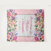 ロマンチックな水彩画のバラのウェディング タペストリー (正面(横))