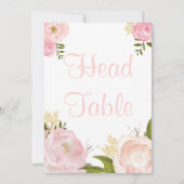 ロマンチックな水彩画のピンクの芍薬のヘッドテーブル 招待状 (裏面)
