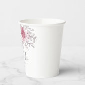 ロマンチックな水彩画のピンクの花のMr＆Mrsウェディング 紙コップ (左)