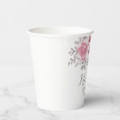 ロマンチックな水彩画のピンクの花のMr＆Mrsウェディング 紙コップ (右)