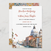 ロマンチックな水彩画のヴェネツィア イタリア ウェディング 招待状 (正面/裏面)