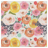 ロマンチックな水彩画の庭の花柄 ファブリック (クローズアップ)