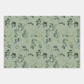 ロマンチックな水彩画の植物の緑豊かな景色 ラッピングペーパーシート (正面2)