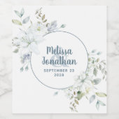 ロマンチックな水彩画の白い花のウェディングカスタム ワインラベル (シングルラベル)