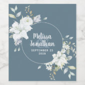 ロマンチックな水彩画の白い花のウェディングカスタム ワインラベル (シングルラベル)