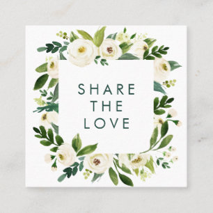 ロマンチックな水彩画の白い花フレーム 紹介カード
