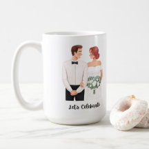 ロマンチックな水彩画の結婚式のカップルをお祝いしましょう