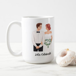 ロマンチックな水彩画の結婚式のカップルをお祝いしましょう コーヒーマグカップ