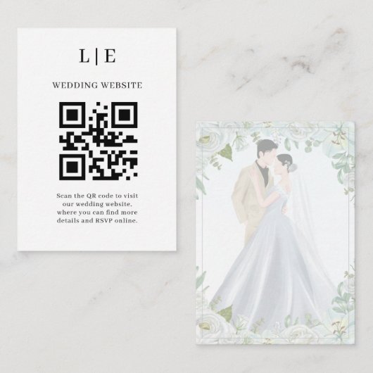 ロマンチックな水彩画の結婚式の招待状 エンクロージャーカード (正面/裏面)