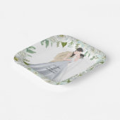 ロマンチックな水彩画の結婚式の招待状 ペーパープレート (傾斜あり)