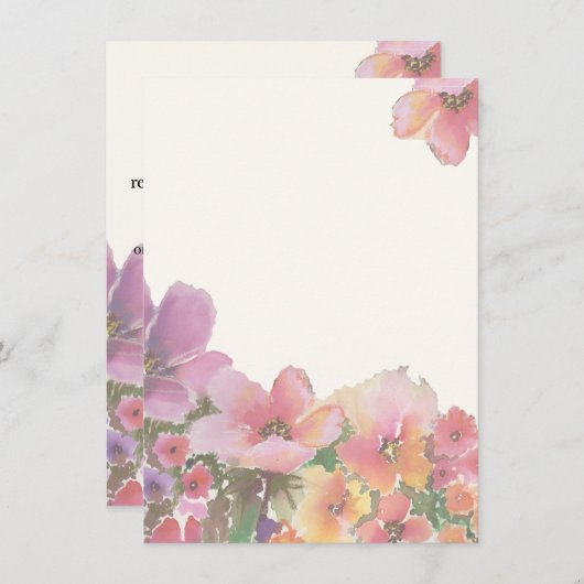 ロマンチックな水彩画の結婚式の花 招待状 (正面/裏面)
