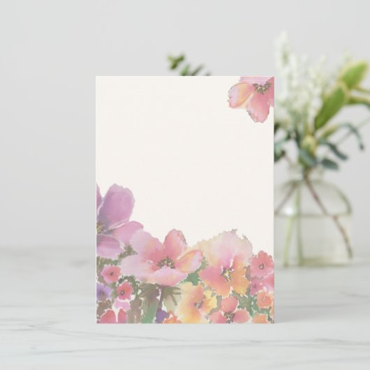 ロマンチックな水彩画の結婚式の花 招待状 (スタンド正面)