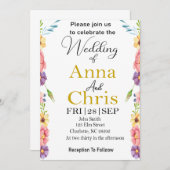 ロマンチックな水彩画の草原　結婚式招待状 セーブザデート (正面/裏面)