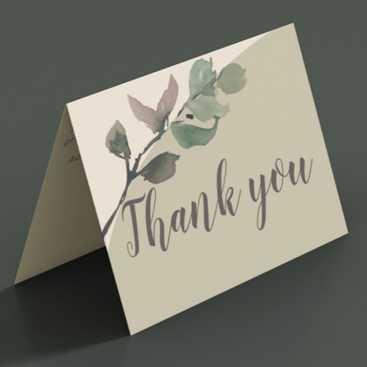 ロマンチックな水彩画の葉のウェディングサンキュークード サンキューカード
