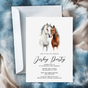 ロマンチックな水彩画の馬のカップル ケンタッキー ダービー パ 招待状