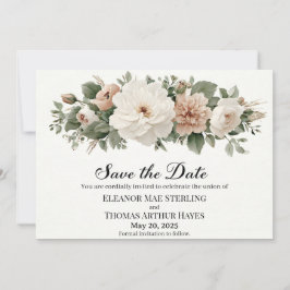 ロマンチックな水彩画を添えたエレガントな「Save the Date」 招待状