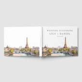 ロマンチックな水彩画パリ フランス 結婚式 ゲストブック (全面)