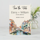 ロマンチックな水彩画 ヴェネツィア イタリア 保存の日 招待状 (スタンド正面)