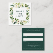 ロマンチックな水彩白いフローラ枠 紹介カード (正面/裏面)