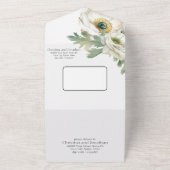 ロマンチックな水彩白ラヌンキュラス オールインワン招待状 (外側)