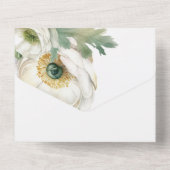 ロマンチックな水彩白ラヌンキュラス オールインワン招待状 (裏面)