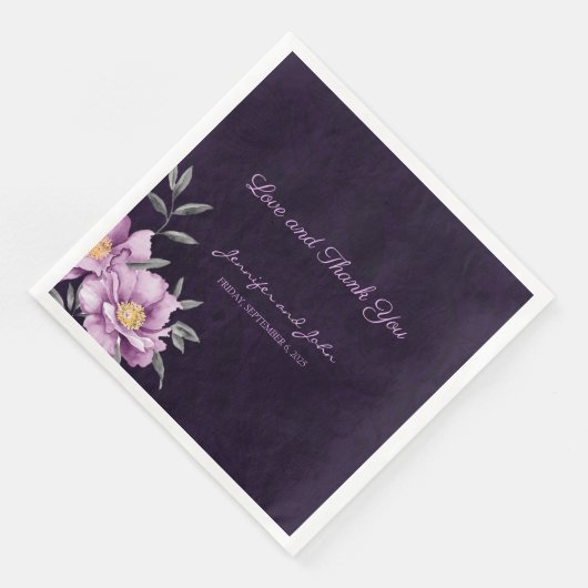 ロマンチックな水彩紫牡丹結婚の (コーナー)