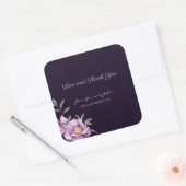 ロマンチックな水彩紫牡丹結婚の スクエアシール (封筒)