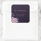 ロマンチックな水彩紫牡丹結婚の スクエアシール (バッグ)