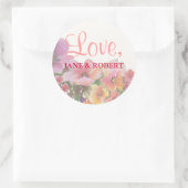 ロマンチックな水彩結婚式の花 ラウンドシール (バッグ)