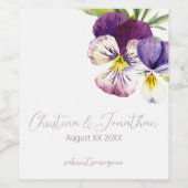 ロマンチックな水彩色のすみれ ワインラベル (シングルラベル)