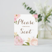 ロマンチックな水彩花あなたの席を見つけてください ポストカード (スタンド正面)