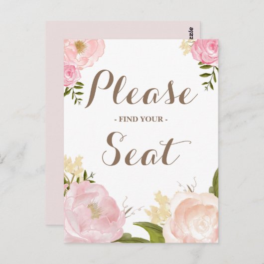 ロマンチックな水彩花あなたの席を見つけてください ポストカード (正面/裏面)