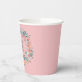 ロマンチックな水彩花のウェディングリース 紙コップ (左)