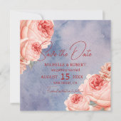 ロマンチックな水彩花のウェディング・セーブ・ザ・デート 招待状 (正面)