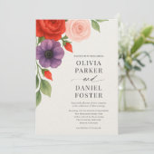 ロマンチックな水彩花イラストのウェディング 招待状 (スタンド正面)