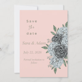ロマンチックな水彩花柄のSave the Date セーブザデート